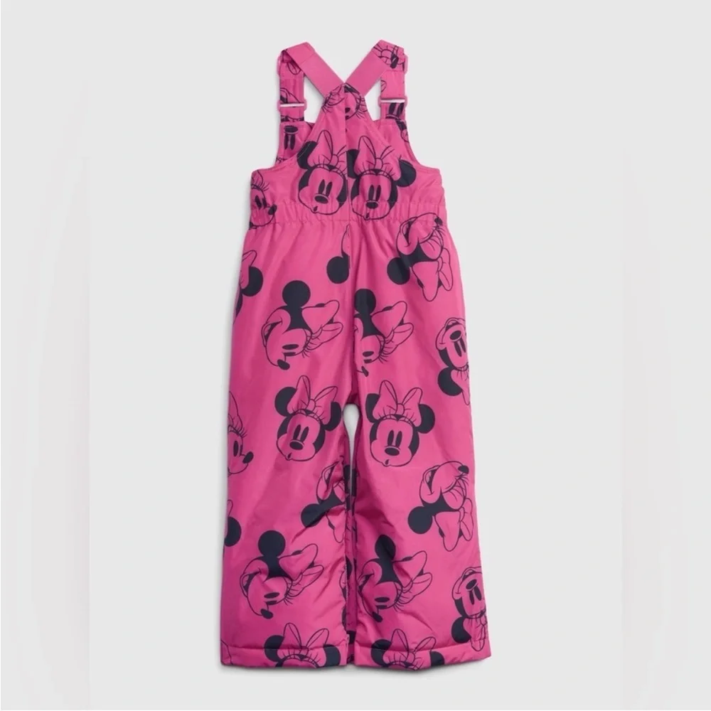 GAP x Disney Toddler Pink Minnie Snow Bib Overalls